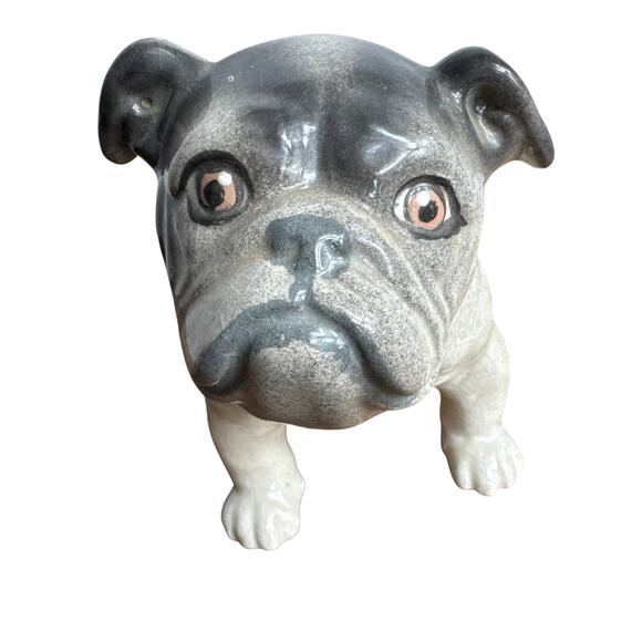 Vintage Bulldog Figurine 11" x 7" Painted Porcelain White Gray Dog Standing GUC - Picture 5 of 10